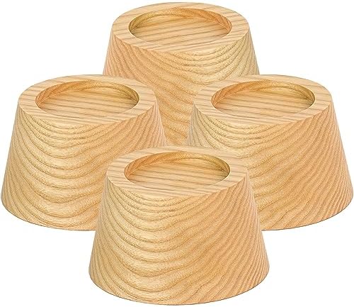 FASONLA Bed Risers (Set of 4) Furniture Risers Lifts Height 2", Oak Solid Wooden Risers for Bed, Furniture Risers with Non-Slip Recessed Hole (Monolithic Wood, 4pcs-2" Hight-Natural) - Image 2