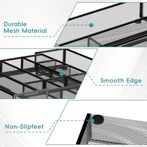 2 Pack Expandable Desk Drawer Organizer, 10 Compartments, Black - Image 6