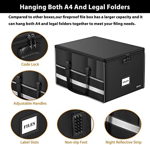 ENGPOW Large Fireproof Document Box with Lock＆Multi Pockets, 19"x16"x11" - Image 4