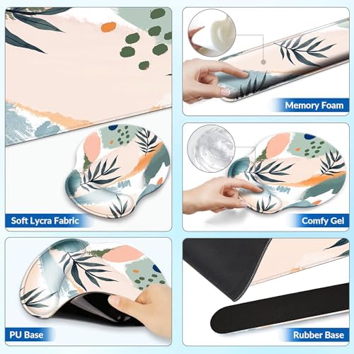 Desk Mat Set Keyboard and Mouse Pad with Wrist Rest Support - Image 5