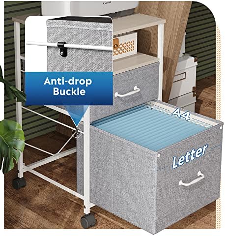 DEVAISE 2 Drawer Mobile File Cabinet, Fabric Vertical Filing Cabinet - Image 5