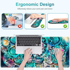 Large Mouse Pad with Wrist Support 4 in1 Set, XXL Big Game Mousepad + Keyboard Wrist Rest+Mouse Wrist Rest+Coaster Ergonomic Gaming Mat for Home Office Table Computer I Nice Green Mandala - Image 2