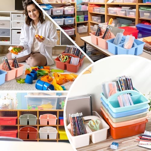 Lineshading 6 Pack 3 Compartment Classroom Table Caddy with Handle Boho - Image 5