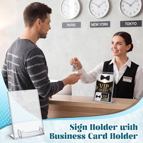 6 Pcs Acrylic Sign Holder Business Card Holder, 5 x 7 Inch, Top Insert - Image 5