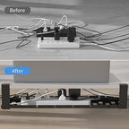 31Inch Extendable Under Desk Cable Management Tray, Metal Cable Management Tray Under Desk Cord Management with Clamp, Extendable Power Strip Cord Holder for Wire Cable Management - Image 2
