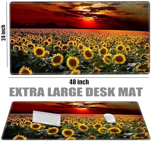 XXXL Mouse Pad Gaming 48x24 Extra Large Mousepad Huge Full Desk Mat Oversized Desk Pad Sunflower Sunset Marble Mouse Mat Giant Computer Mat for Protector Desktop - Image 2