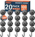 FINDMAG 20 Pack Black Magnet Hooks, 100LB+ Magnetic Hooks for Cruise Cabins by FINDMAG