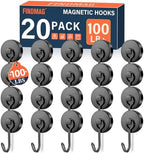 FINDMAG 20 Pack Black Magnet Hooks, 100LB+ Magnetic Hooks for Cruise Cabins by FINDMAG