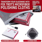 Fox Trot Wine Glass Polishing Cloths, 8 Pack, Storage Pouch Included - Image 2