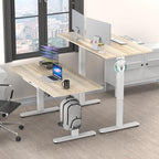 SHW 55 x 28 Electric Height Adjustable Standing Desk w/Drawer, Maple - Image 2
