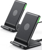 INIU Wireless Charger, [2-Pack] 15W Fast Wireless Charging Stand with Sleep-Friendly Adaptive Light Compatible with iPhone 17 16 15 14 13 12 Pro Max Plus Samsung Galaxy S22 S21 Note 20 etc by INIU