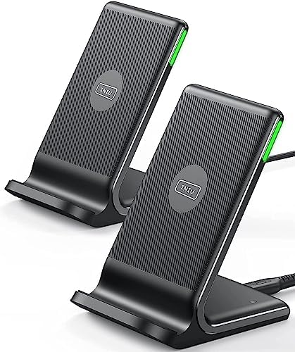 INIU Wireless Charger, [2-Pack] 15W Fast Wireless Charging Stand with Sleep-Friendly Adaptive Light Compatible with iPhone 17 16 15 14 13 12 Pro Max Plus Samsung Galaxy S22 S21 Note 20 etc by INIU