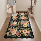 DUKINO 2x4 Rug for Entryway, Floral Washable Kitchen Rugs Non Slip, Black - Image 4