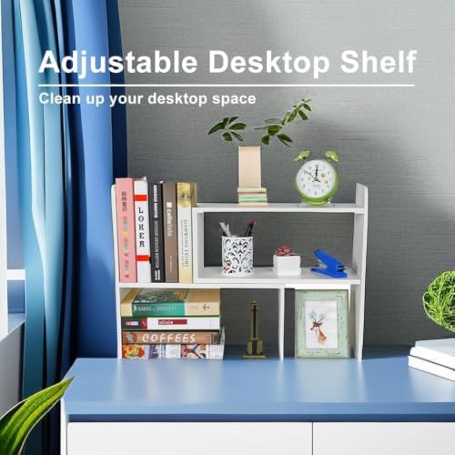 PAG-Mass Desktop Bookshelf Freestanding Wooden Countertop Bookcase Accessories Organizer Display Rack Dorm Desk Storage Shelf - Image 4