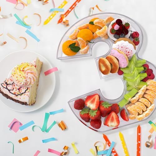 13.8" Extra Large Acrylic Number Charcuterie Board Box, Reusable Fillable Number Cake Candy Dish Display Serving Tray for Birthday Anniversary Party Decoration (3) - Image 5