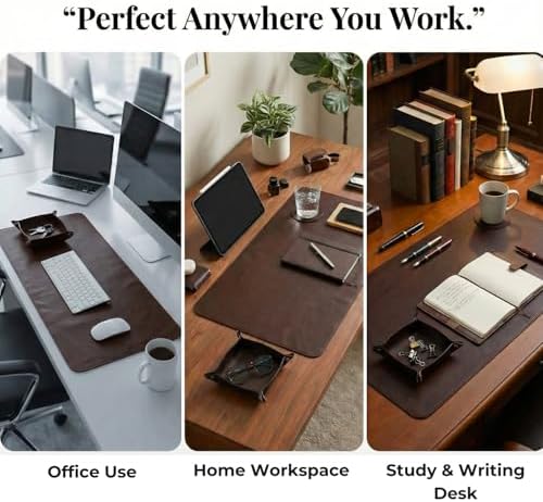 LL LEATHER LOVERS Leather Desk Mat, 12.5" x 30" Dark Brown, Desk Mouse Pads on Top of Desks, Non Slip Top Grain Leather Desk Blotter, Laptop Desk Mat, Desk Writing Pad for Office and Home - Image 6