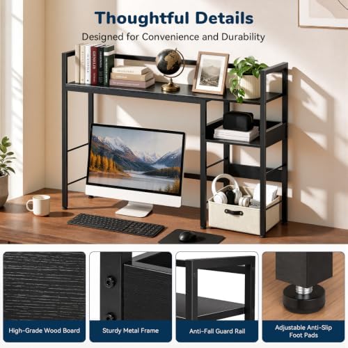 Desk Shelf, 38.6" Desk Hutch for Computer Monitor, Black - Image 6