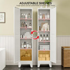 COFaR 67" Tall Metal Pantry Cabinet, White Storage Cabinet with Magnetic Door & 4 Adjustable Shelves, Slim Freestanding Cupboard for Kitchen, Bathroom, Living Room - Image 5