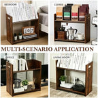 Desktop Bookshelf, 2 Tier Desk Shelf Organizer, Wood Office Tabletop Bookcase, Small Tabletop Book Rack, Portable Mini Bookcase for Book Display, Office, Home, Bedroom, Storage and Display - Image 5