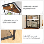 HOOBRO 5-Tier Corner Shelf Stand, Corner Shelf with LED Light, 56.3" Tall Corner Bookshelf, Display Rack Storage Organizer with Table, for Small Spaces, Living Room, Entryway, Rustic Brown BF69DCJ01 - Image 6