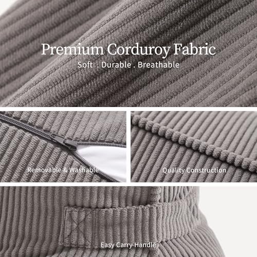 Pat. Pend. Corduroy Lumbar Support Pillow for Watching TV, Reading & Gaming, Triangle Cushion for Sofa, Armchair, Couch or Bed, Removable Washable Cover, Light Gray - Image 6