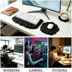 Cloud Keyboard Wrist Rest Set, 3 in 1 Ergonomic Memory Foam Keyboard Stand Pad with Mouse Wrist Support & Cup Holder, Anti-Slip Desk Cushion for Office Gaming Typing Pain Relief,Black - Image 6