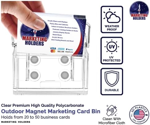 6 Pack Magnetic Outdoor Business Card Mobile Marketing with Lid and Take One Sticker Clear Acrylic Card Box by Marketing Holders - Image 5
