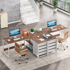 Tribesigns L Shaped Computer Desk with Storage Drawers, 59 inch Corner Desk with Shelves, Reversible L-Shaped Office Desk Study Writing Table Workstation for Home Office, Walnut & White - Image 4