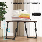 Lap Desk for Bed Adjustable Height, Foldable Bed Table with Storage Drawer, Tablet Slot & Cup Holder, Portable Laptop Stand for Bed & Sofa, Bed Desk for Adults & Kids, Walnut - Image 4