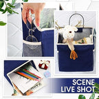 Woanger 12 Pcs Wall Hanging Storage Bag Wall Hanging Organizer Bag Over The Door Closet Basket Containers Bins with Hooks Pockets for Bedroom Bathroom, 15 x 4.3 x 8.7''(Navy Blue) - Image 4