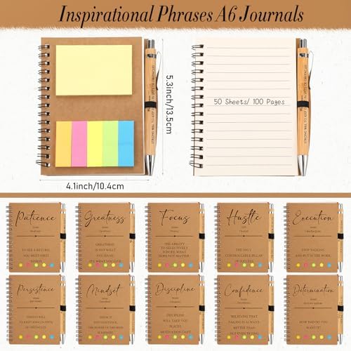 40 Pcs Motivational Inspirational Notebook Bulk with Notes Pen,Brown - Image 2