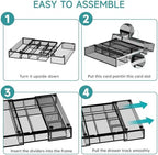 2 Pack Expandable Desk Drawer Organizer, 10 Compartments, Black - Image 3