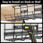 Cable Management Under Desk 31.5'' J Channel Cable Raceway, 2 Pack Cord Hider Desk Cable Tray and Under Desk Cable Management Tray, Metal Cord Organizer for Desk - Image 5