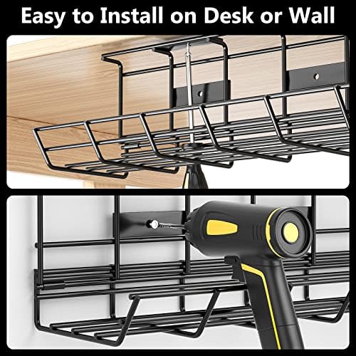 Cable Management Under Desk 31.5'' J Channel Cable Raceway, 2 Pack Cord Hider Desk Cable Tray and Under Desk Cable Management Tray, Metal Cord Organizer for Desk - Image 5