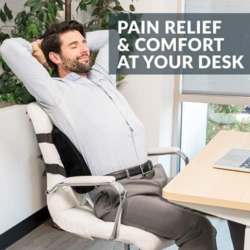 ComfiLife Lumbar Support Back Pillow Office Chair and Car Seat Cushion - Memory Foam with Adjustable Strap and Breathable 3D Mesh (Black) - Image 3