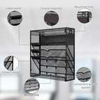 5 Tier Magnetic File Holder, No Drilling Wall File Organizer, Magazine Paper Mail Document Holder/Magnetic Hanging File Organizer for File Cabinets,Whiteboard refrigerator,Office,Classroom(Black) - Image 4