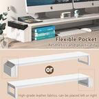 LAND·VOI Dual Monitor Stand Riser,41.5'' Long Monitor Stand for 2 Monitors, Wood and Steel Computer Monitor Stand, Desktop Oraganizer with Pen Holder, Monitor Riser for Desk Computer,Laptop,TV, White - Image 4