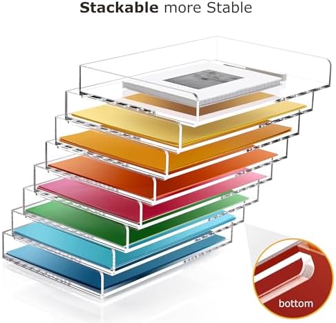 4-Tier Acrylic Stackable Letter Tray Paper Organizer Trays for Desk,Clear - Image 6