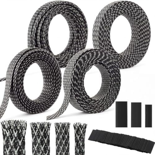 Tatuo 151 ft Braided Cable Sleeve Expandable Wire Sheathing(Silver, Black) by Tatuo