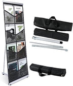 Outus 8 Pocket Mesh Literature Holder Portable Floor Stand Roll up, Black by Outus