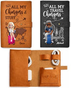 Personalized Leather Cable Bag - Travel Tech Organizer for Charging Cords, Electronics Accessories Storage Pouch for Travel Office Use, Flight Essentials Ideal for Travelers - All My Charging Stuff by Peties