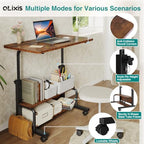 OLIXIS Rolling Desk, Storage Shelves, Laptop Table, Home Office - Image 4
