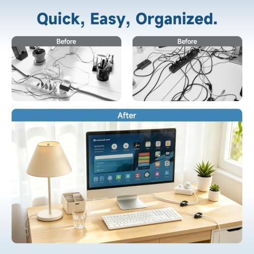 20 Sets Adjustable Cable Management Clips, Self Adhesive Cord Organizer with Elastic Loop, Reusable Cable Holder for Desk, Under Desk, Wall, TV, Office, Home, Charging Cables, USB, HDMI, PC Wires - Image 3