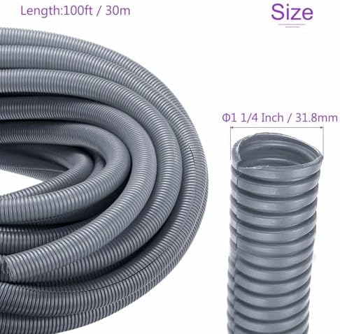 DMiotech 100ft Wire Loom Split Tubing 1 1/4 Inch(31.8mm) ID Gray - Image 3