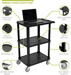 Pearington 3-Tier Compact Multi-Purpose Plastic Utility Cart with Lockable Wheels up to 300LBS, Black - Image 7