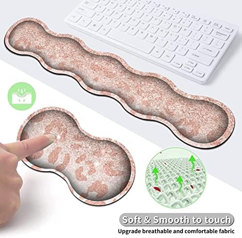 Large Mouse Pad and Gel Mouse Wrist Rest+ Memory Foam Keyboard Wrist Rest Support Set, Non-Slip Rubber Base for Office,Home,Computer, Extended Gaming Mousepads XXL Leopard Star Pattern Pink Desk Mat - Image 6