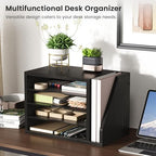 Wooden Mail Organizer, Desk Organizer with 3 Adjustable Shelves - Image 2
