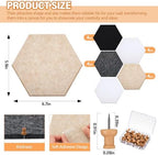 6.7 x 5.9 in 16 Pcs Hexagon Cork Board Tiles, Felt Pin Boards, Classic - Image 3