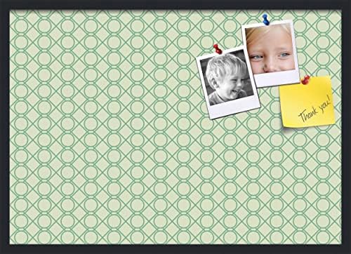 PinPix 34x24 inch Cork Bulletin Board. This Decorative Framed Pin Board Comes with Diamond Pattern in Green Design and Satin Black. Ideal for Home, Office Decor or School (PinPix-586) by PinPixBulletinBoards