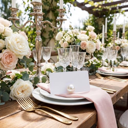 Leinuosen 200 Pcs Decorative Pearl Place Card Stands and Cards Set, Table Place, Food Labels Business, Dessert Table Decor - Image 4